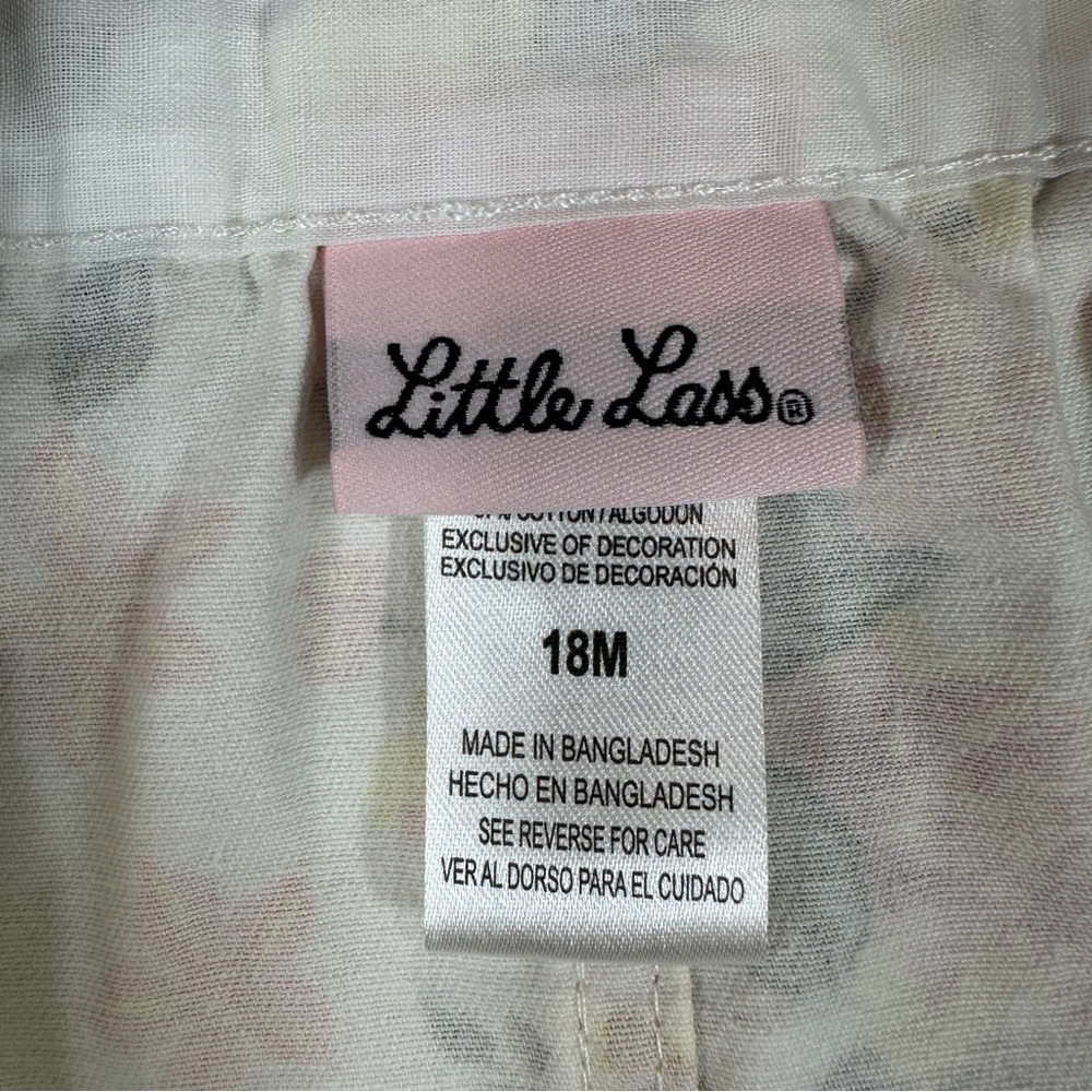 Little Lass Pastel Floral Overall Dress with Heart Clasps. Sz 18M - Picture 5 of 7